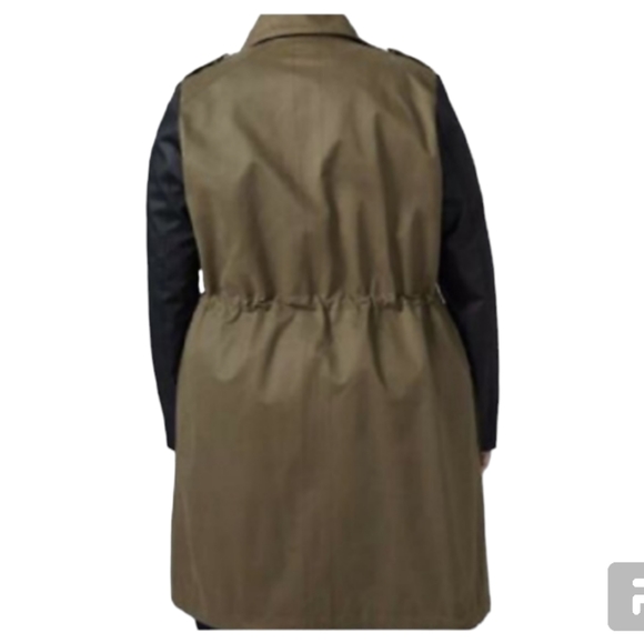 Lane Bryant Green Contrast Black Sleeve Anorak Jacket 26/28 - Picture 12 of 15